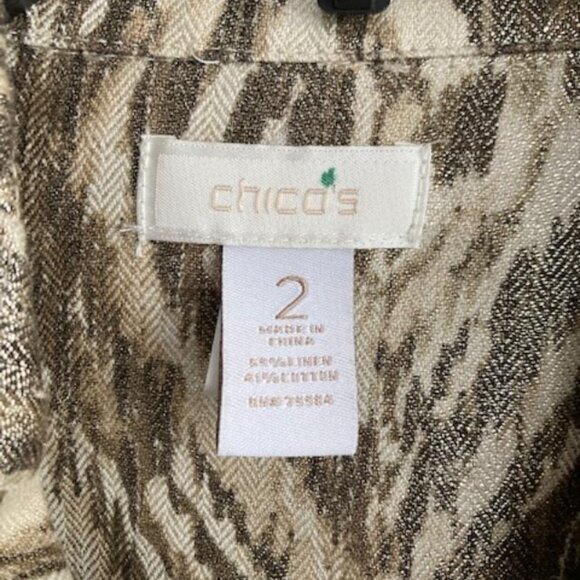 Womens Chicos Metallic Lightweight Linen Cotton Jacket Size 2 Gorgeous Style - Picture 2 of 6
